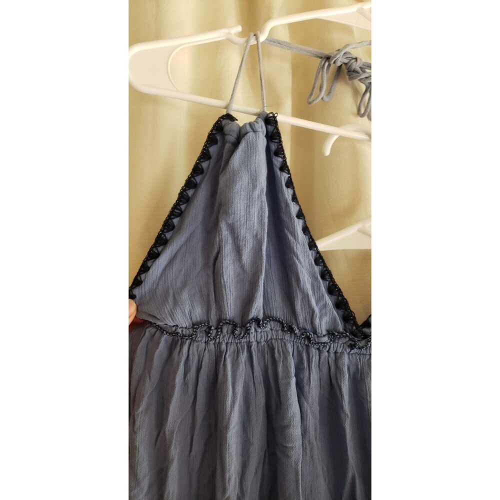 Exist Women's XL Blue Tiered Tunic Dress Boho Flowy Sleeveless Tie Back Rayon - Picture 2 of 5